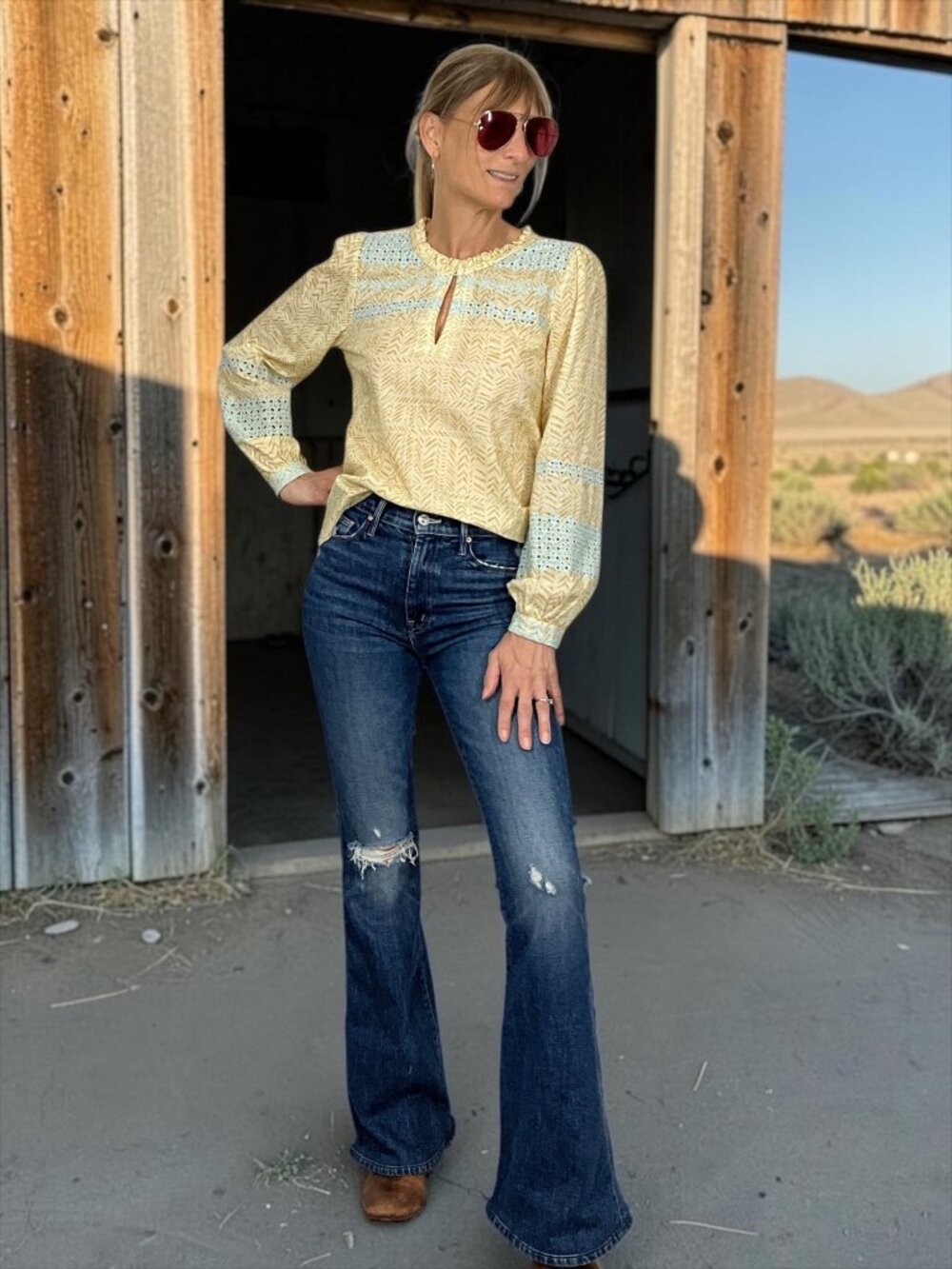 Wrap London Cotton Embroidered Blouse 2 Long Sleeve Soft Sand Cream